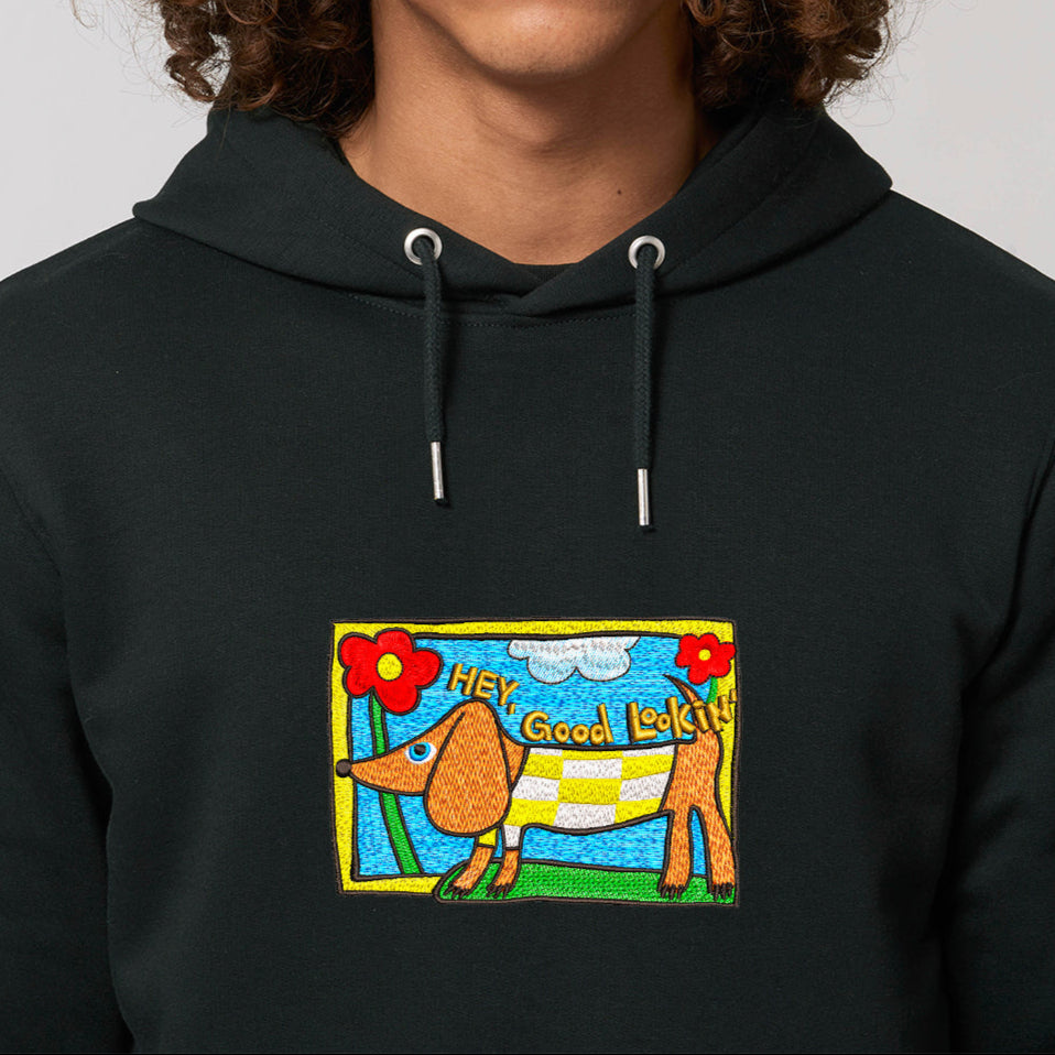 Dachshund - Hey, Good Lookin'- Embroidered UNISEX hoodie