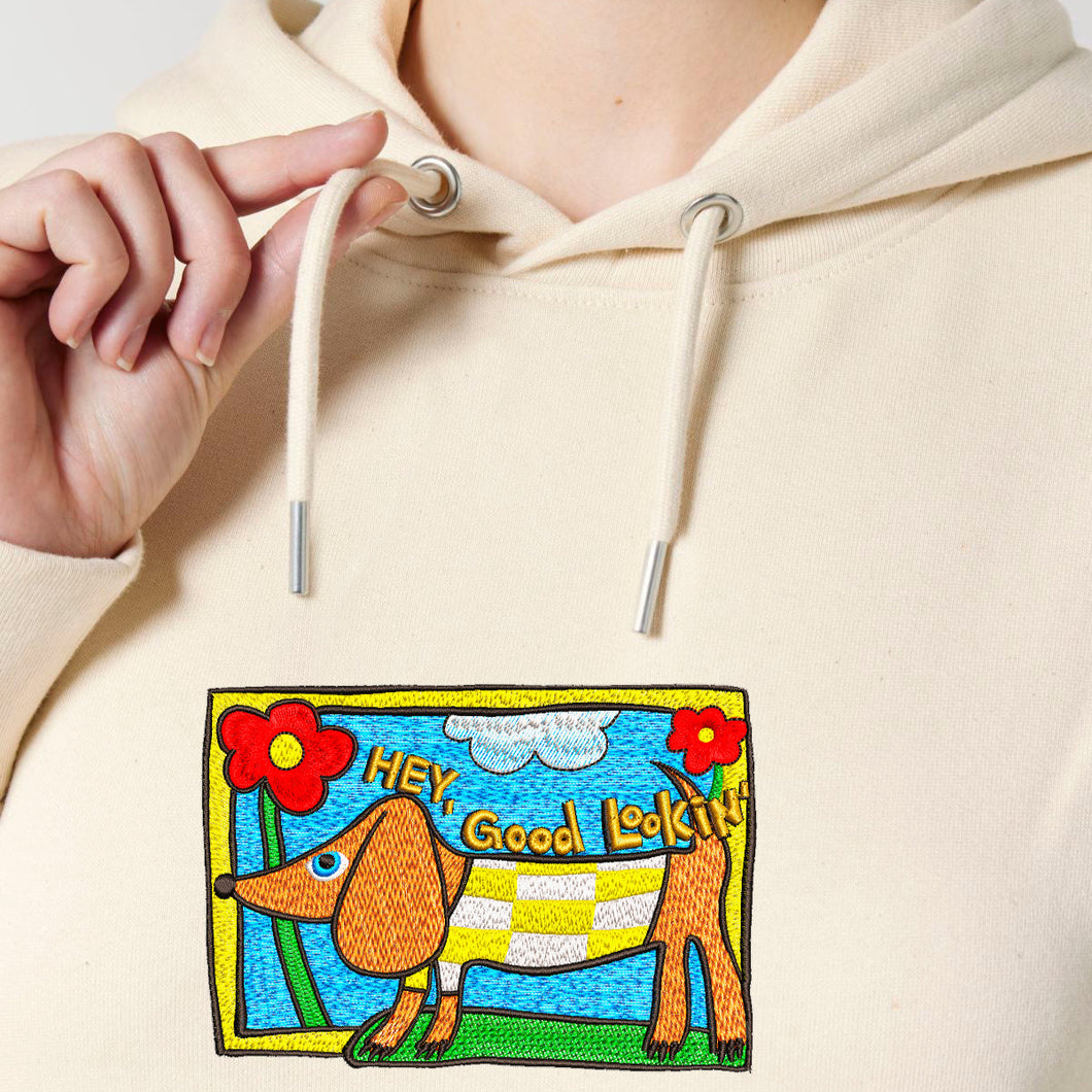 Dachshund - Hey, Good Lookin'- Embroidered UNISEX hoodie