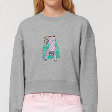 Load image into Gallery viewer, NATURAL BORN CHILLER... Embroidered WOMEN&#39;S CROPPED CREW NECK SWEATSHIRT
